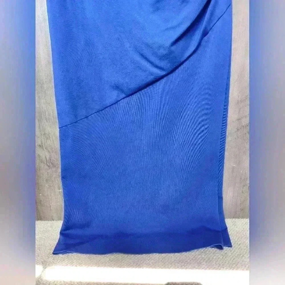 DIANE VON FURSTENBERG DVF Bevina Dress Blue Pencil Sheath Ruched $348 Size 8 - Picture 9 of 13